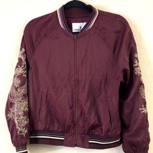 American Eagle Outfitters Bomber Jacket Medium Burgundy Purple Casual Streetwear